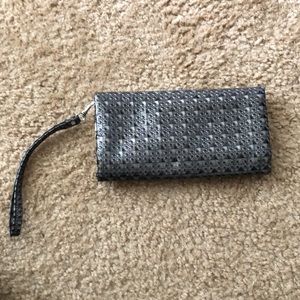 Grey textured patent leather wallet